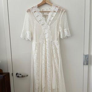 Maje long lace dress white size 2